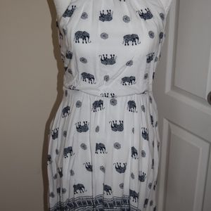 White and navy elephant dress